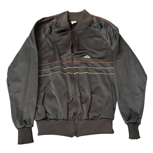 Vintage Jordache Mens Black Full-Zip Track Jacket W/ Striped Detail Size Large L - Picture 1 of 6